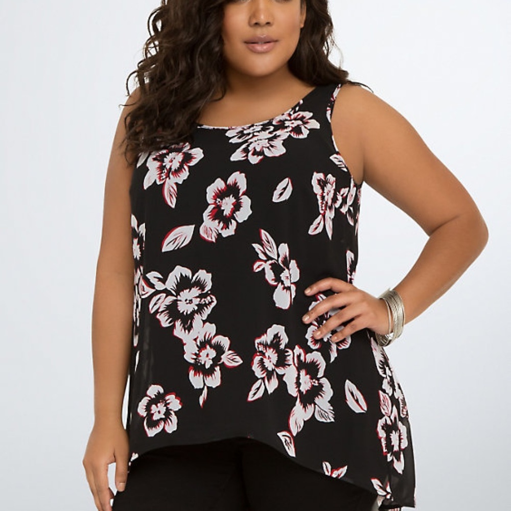 Torrid Floral transparent overlay top